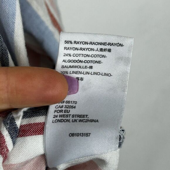 Anthropologie Maeve Chatham Striped Button Down shirt top linen blend multicolor - Picture 6 of 6